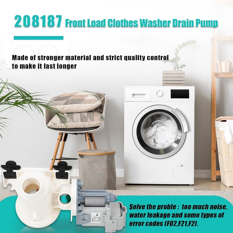 REEPLAR Upgraded 280187 8181684 Front Load Clothes Washer Drain Pump Filter Assembly, 120V 60Hz 0.70W 0.95A, 1200164 Drain Pump Compatible with Whirlpool Duet Maytag Epic Kenmore HE Front Load Washers - Image 2